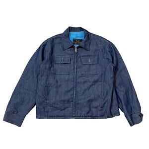 Vintage 70s Sears Work'n Leisure Fleece Lined Denim Cropped Jacket Men's Large